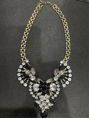 Gold-Tone Black & Clear Crystal Statement Necklace - Women Jewelry